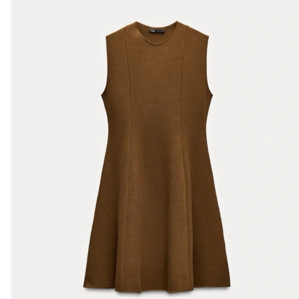 ZARA Brown Stretch Knit Skater dress - Picture 2 of 4